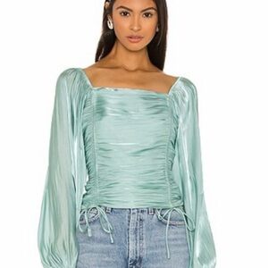 Line & Dot Satin Blouse - Light Blue